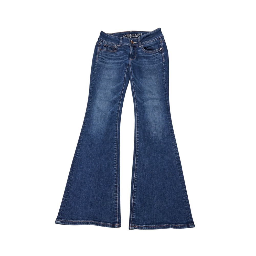 American Eagle Super Stretch Kick Boot Flare Jeans‎ Dark Wash Womens 2 W28 L29